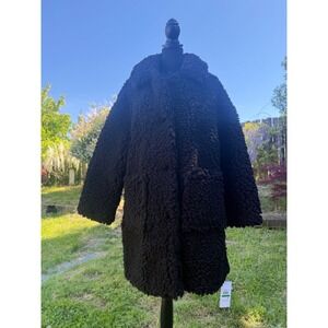 Dkny Jeans Women's Button-Front Long-Sleeve Sherpa Jacket - Black SIZE L